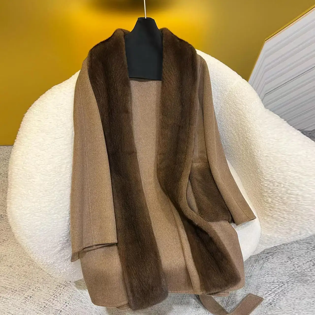 New Women's Belted Double-Faced Wool Coat for Autumn/WinterNO.39