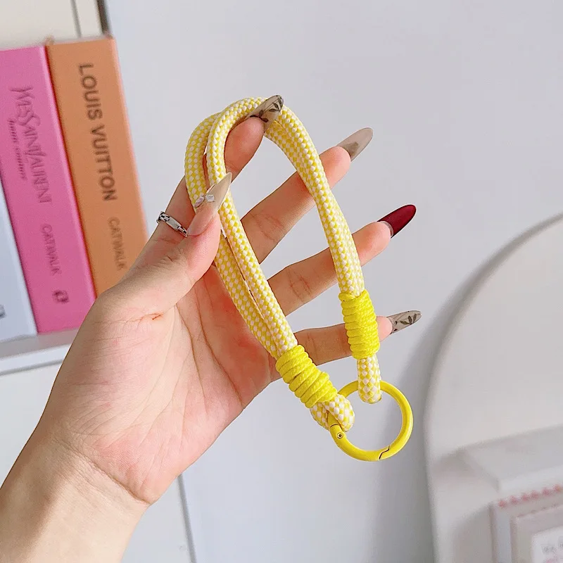 Ins Koreaanse Stijl Kleur Geweven Mobiele Telefoon Lanyard, Pols Sleutelhanger Korte Hangende Ketting Stevig En Gemakkelijk Te Dragen