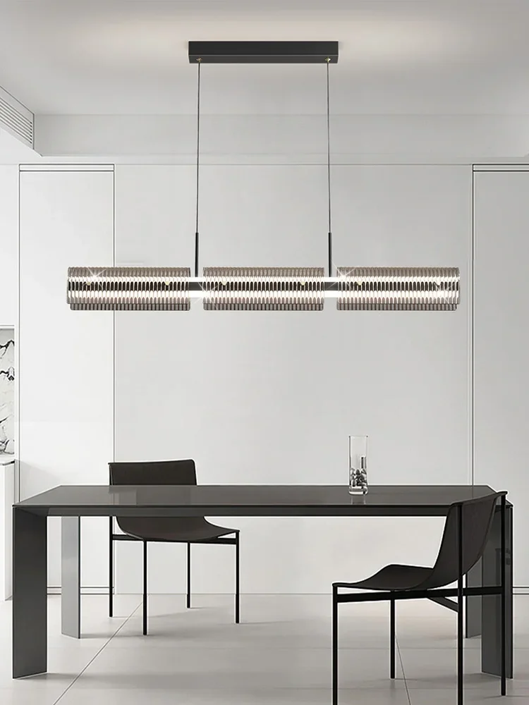 Italiano Minimalista Vidro Luzes Pingente, Restaurante Pendurado Luz, Modern Nordic Long Strip, Designer Light, Lâmpadas de jantar, Luxo