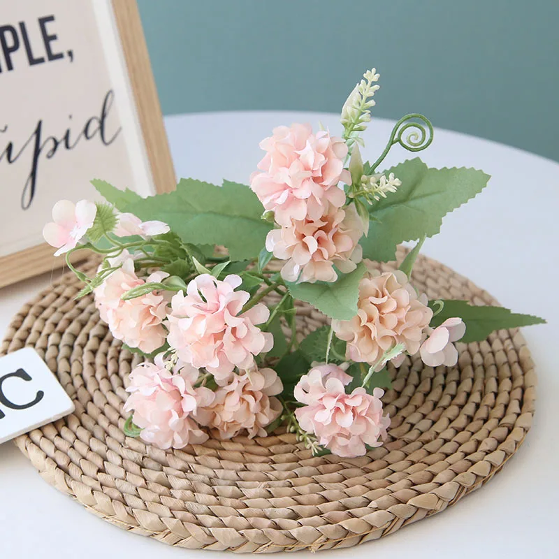 

Artificial Flower 5 Fork Bunch Silk Carnation Ball Simulation Valentine Vase Home Room DecoraSet Manual Bridal Bouquet Diy Gifts