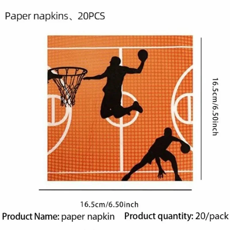 20pcs Basketball Napkins  & Tissues Disposable Tableware Festive Party Supplies