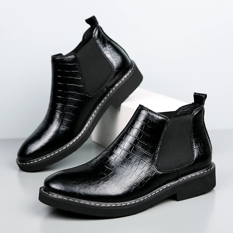 

Men High Top Business Casual Breathable Retro Simple Fashion Trend Personalized Height Increasing Formal Boots