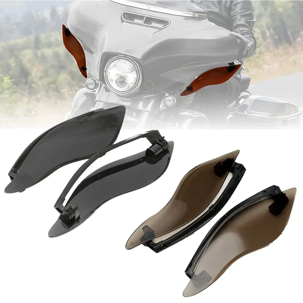 Deflector de aire de parabrisas de carenado superior con alas laterales de ala de murciélago ajustables para Harley Touring Electra Street Tri Glide 2014-2022