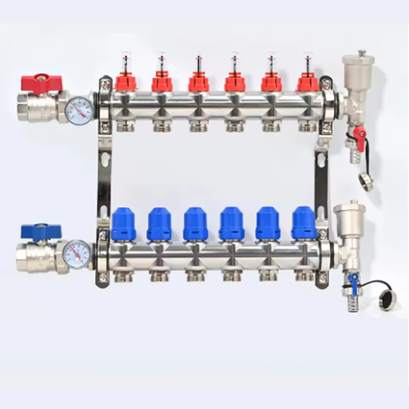 

Stainless Steel S304 Underfloor Heating Manifold Kit with Flow Meter and Valves G1"*G3/4"*50MM