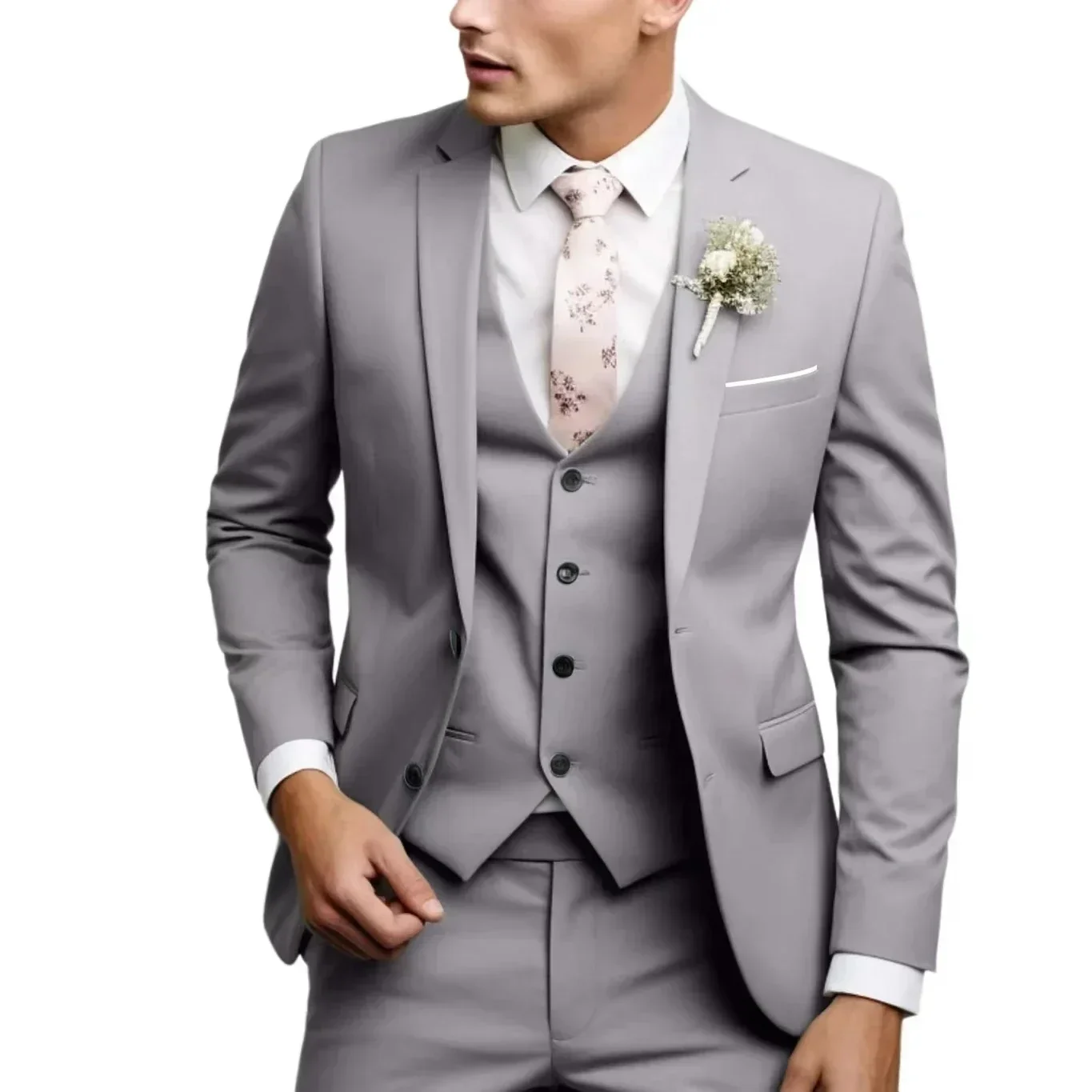 Formal Suit Sets of Clothes 3 Pieces Blazer Vest and Pants Set Luxury Tuxedo Suits for Men Classic Wedding Dresses Prom Business