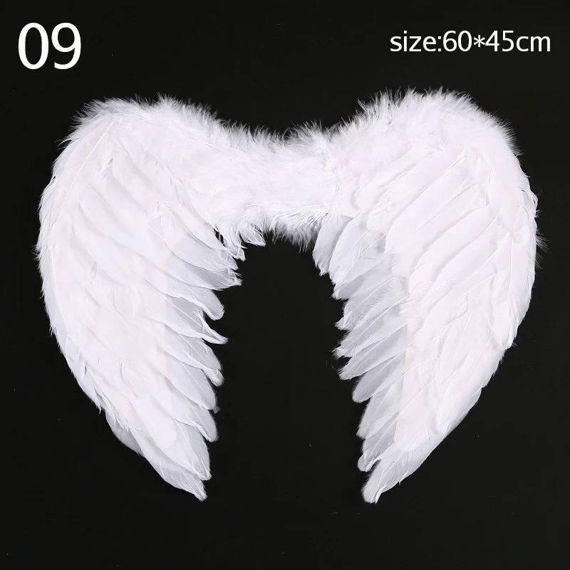 Alas de plumas de Ángel para Cosplay blanco, alas negras del diablo, tocado de alas de plumas de rendimiento para niños, vestido de alas de flores para novia
