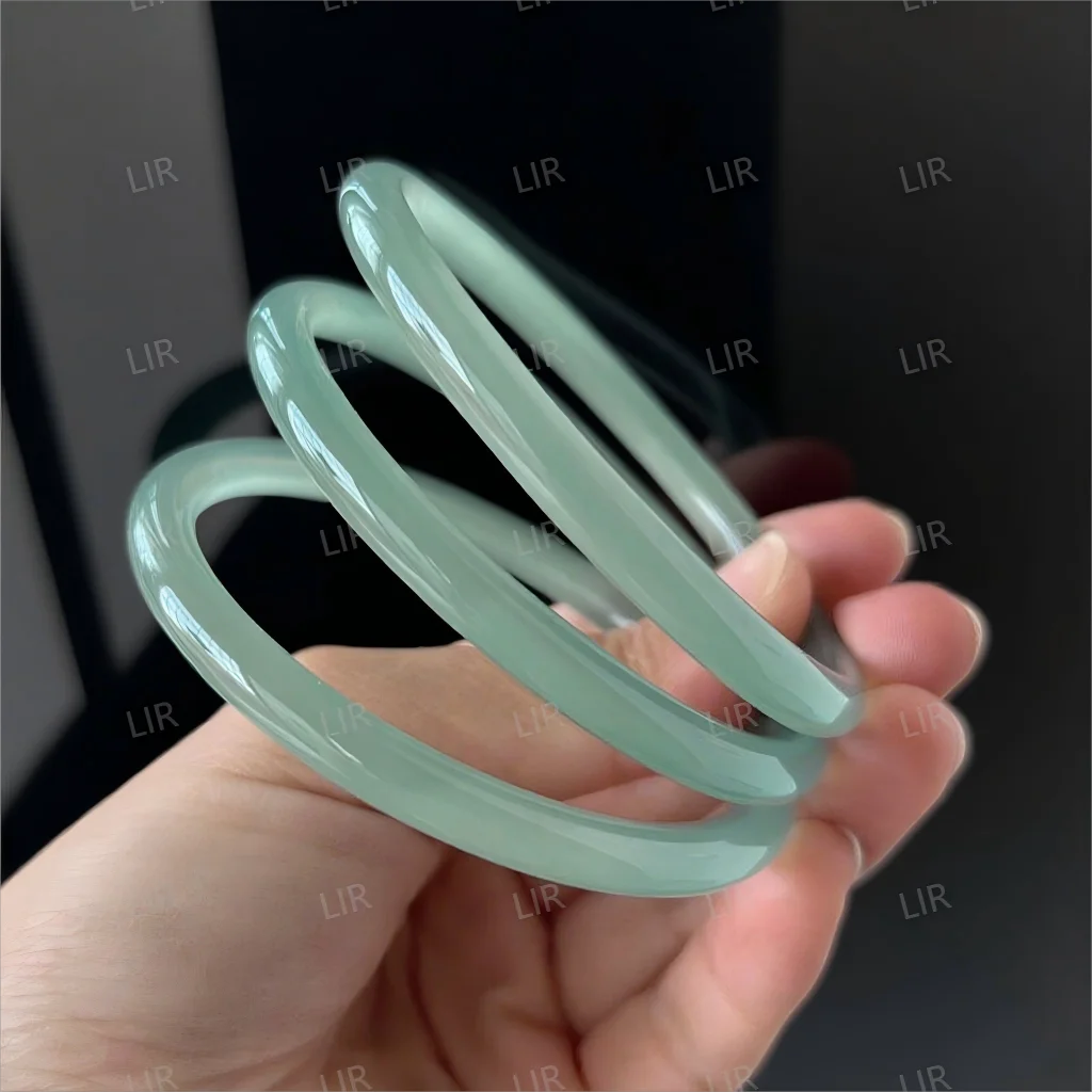 

LIR Turquoise Jadeite-Colored Slim Round Beauty Bracelet - Chalcedony, Bright, Smooth Shine, Fresh Style, Trendy