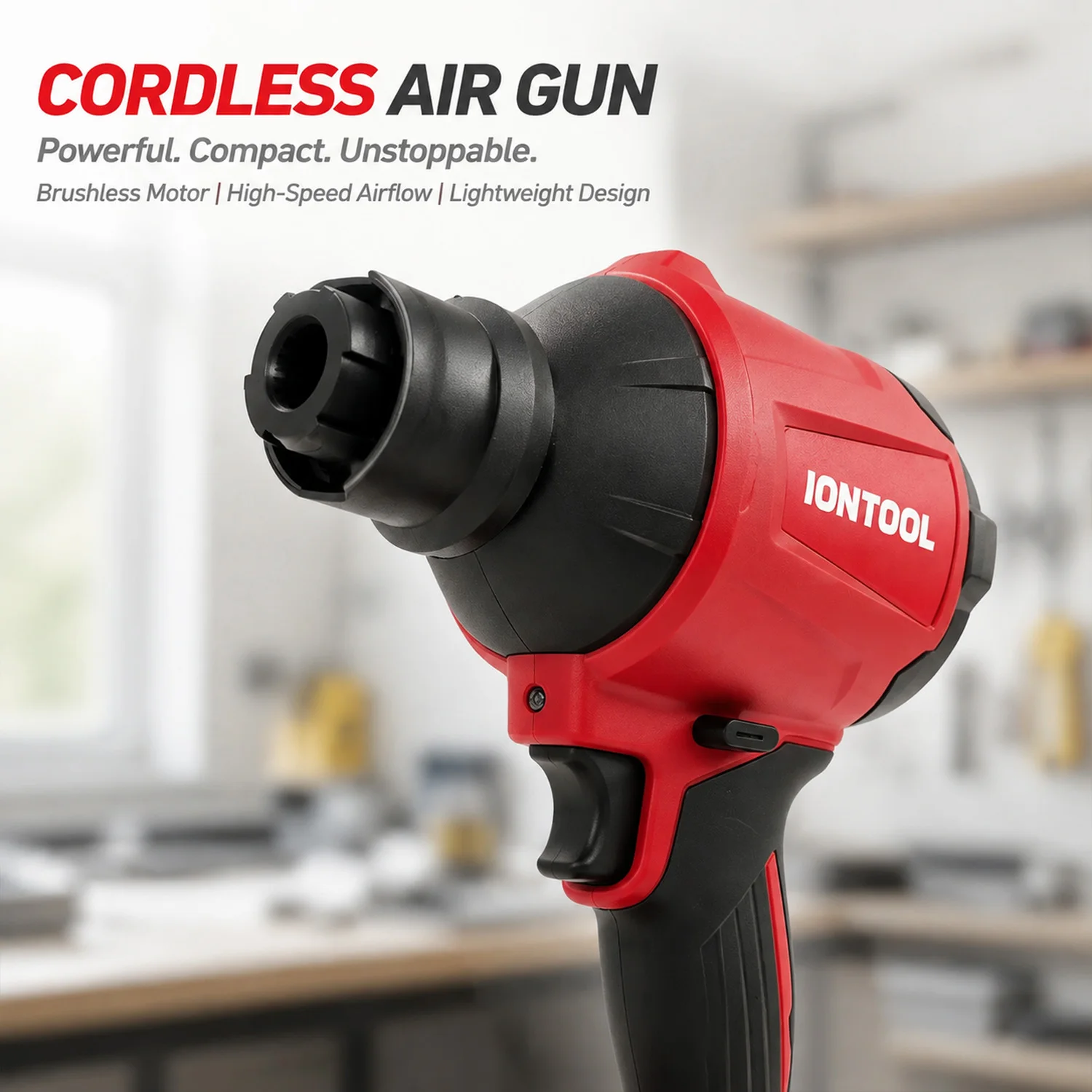 IONTOOL Red Electric Air Gun 200m/s For Electronic Device Cleaning and Computer Fan Dusting and Workshop Surface Blowing