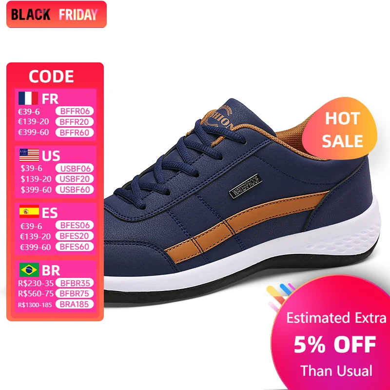 Fashion Casual Shoes Men's Outdoor PU Leather Trend Lightweight And Comfortable Lace-up Casual Shoes Outdoor Sports Shoes