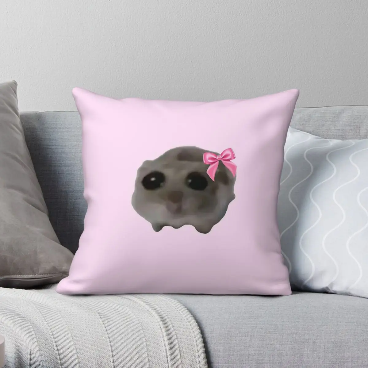 Coquette Sad Hamster Square Pillowcase Polyester Linen Velvet Pattern Decorative Throw Pillow Case Sofa Cushion Cover Wholesale