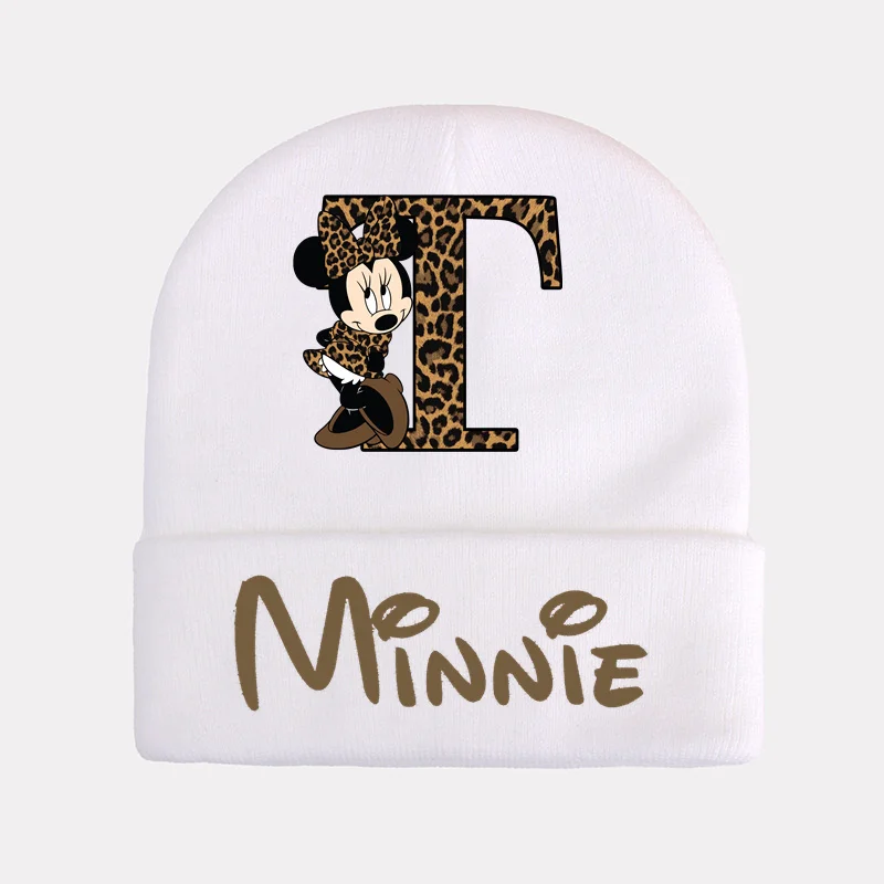 Disney Minnie Mouse A-Z 26 lettres anglaises avec souhait casquettes dessin animé Anime enfants bonnets automne hiver chaud bonnets chapeau cadeau d'anniversaire