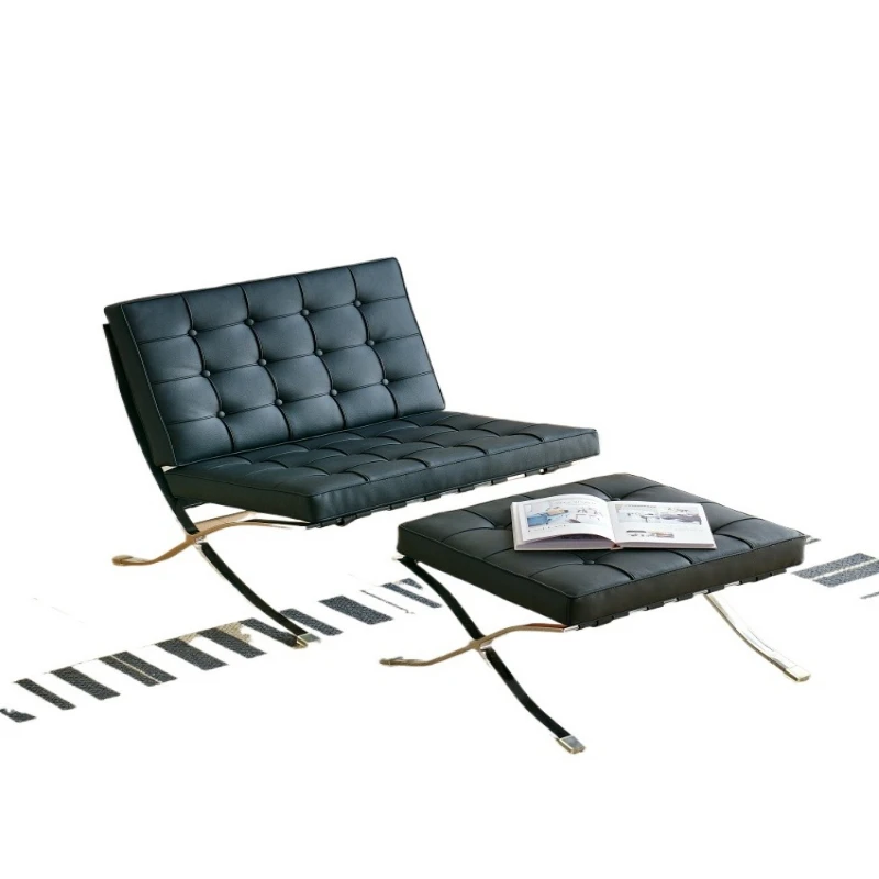 

Real cowhide single sofa, medieval style living room leisure recliner