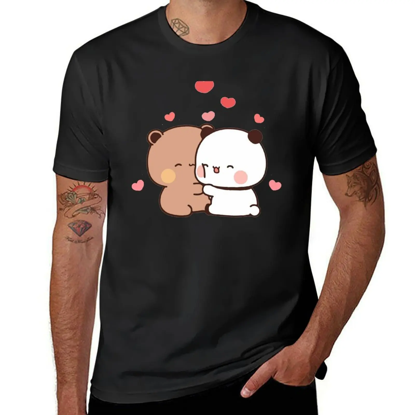 

peach and goma mochi bear Couple taking a cute selfie T-Shirt summer top tees heavyweights t shirt men