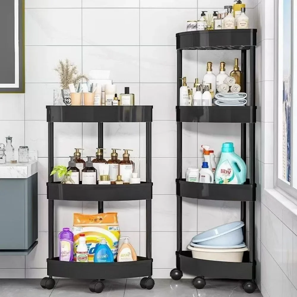 Bathroom Corner Stand Multi-Storey Floor Standing Storage Lockers Home Snack Holder Movable Restroom Practical Storages Trolley