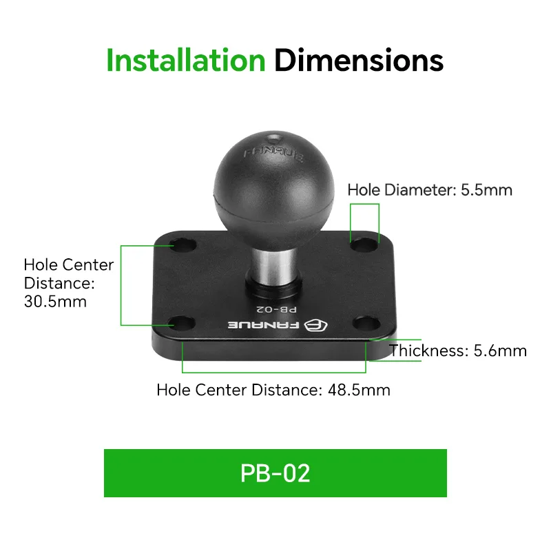 FANAUE 1 Inch Ball Adapter Aluminum alloy 25/20/17mm Diamond Ball Base, Square Ball Base Compatible with RAM Mounts Arm