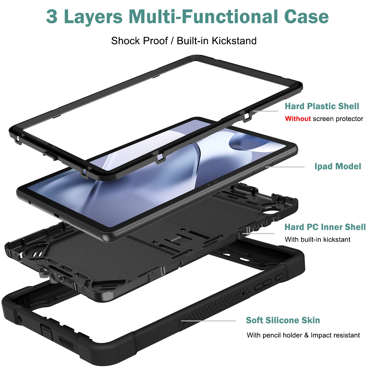 Heavy Duty Protective Case for T-Mobile Revvl Tab 2 10.1 inch 2025 Tablet Stand Cover for Revvl Tab2 5G 10.1