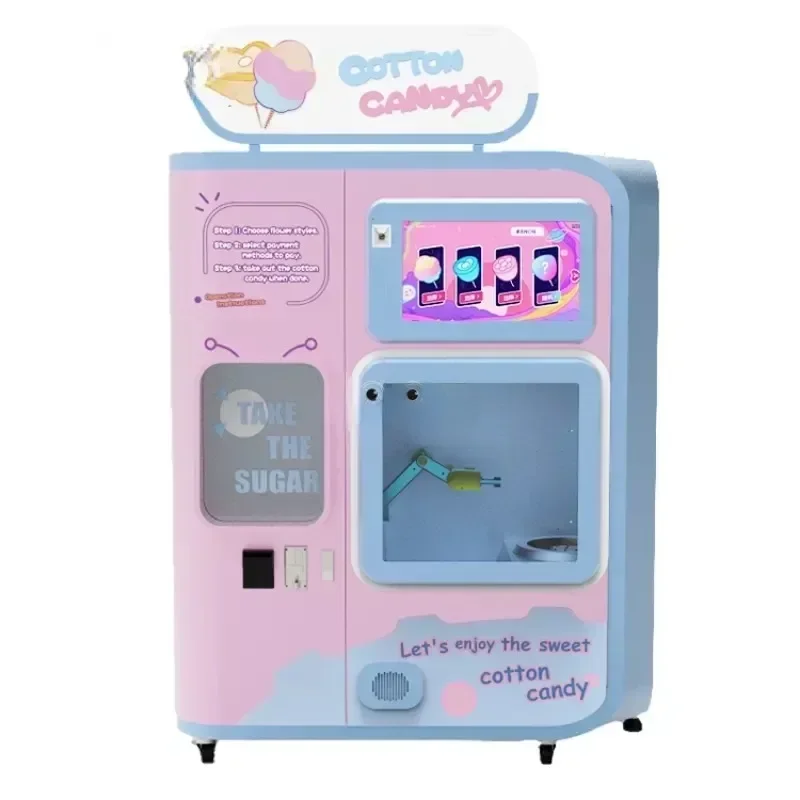 Custom Kids Cotton Candy Machine for Small Mini Robot Cotton Candy Vending Machine Commercial Automatic