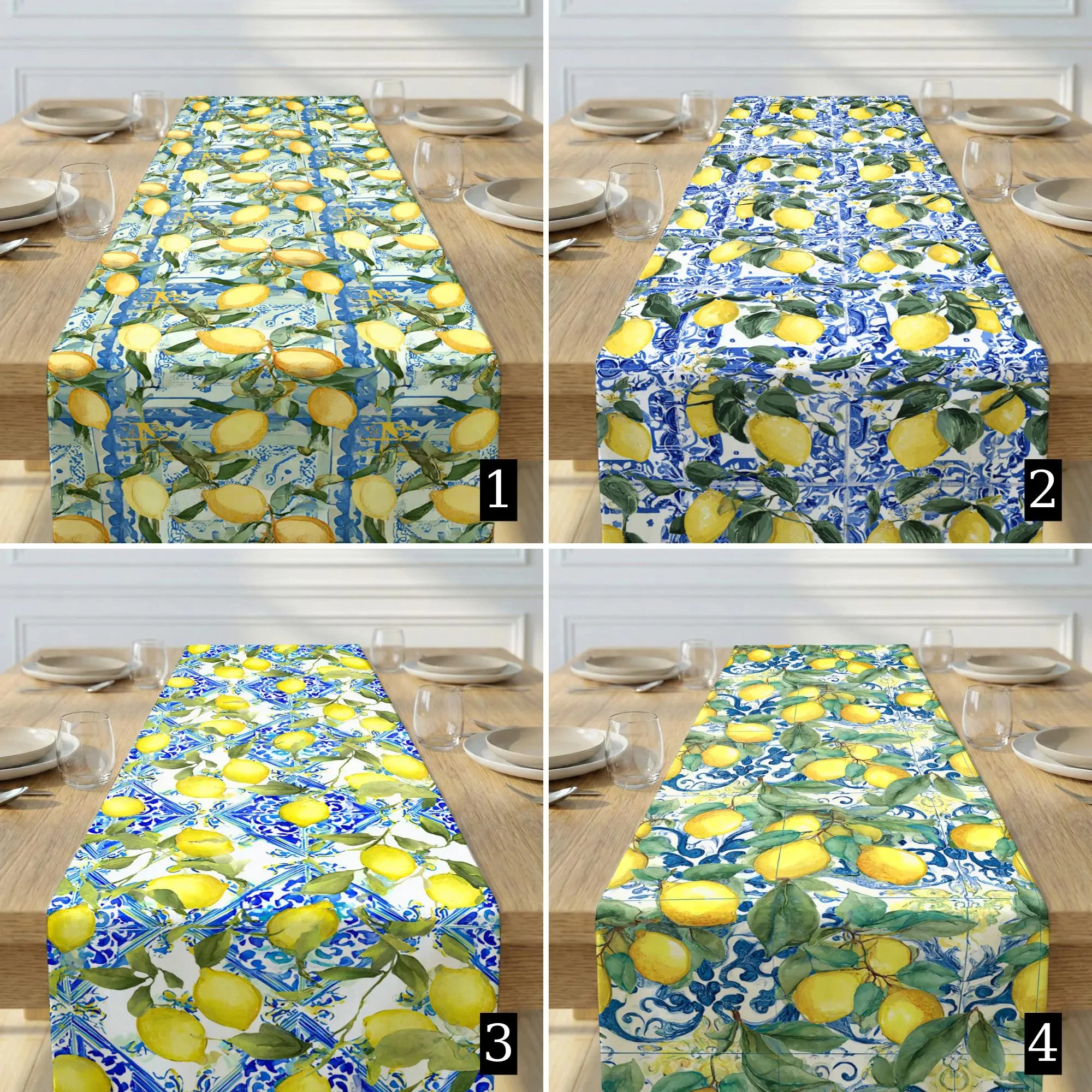 1 unidad de camino de mesa de verano con estampado de limones, de lino 2D, decoración de la Costa de Amalfi para cocina, comedor, sala de estar, regalo