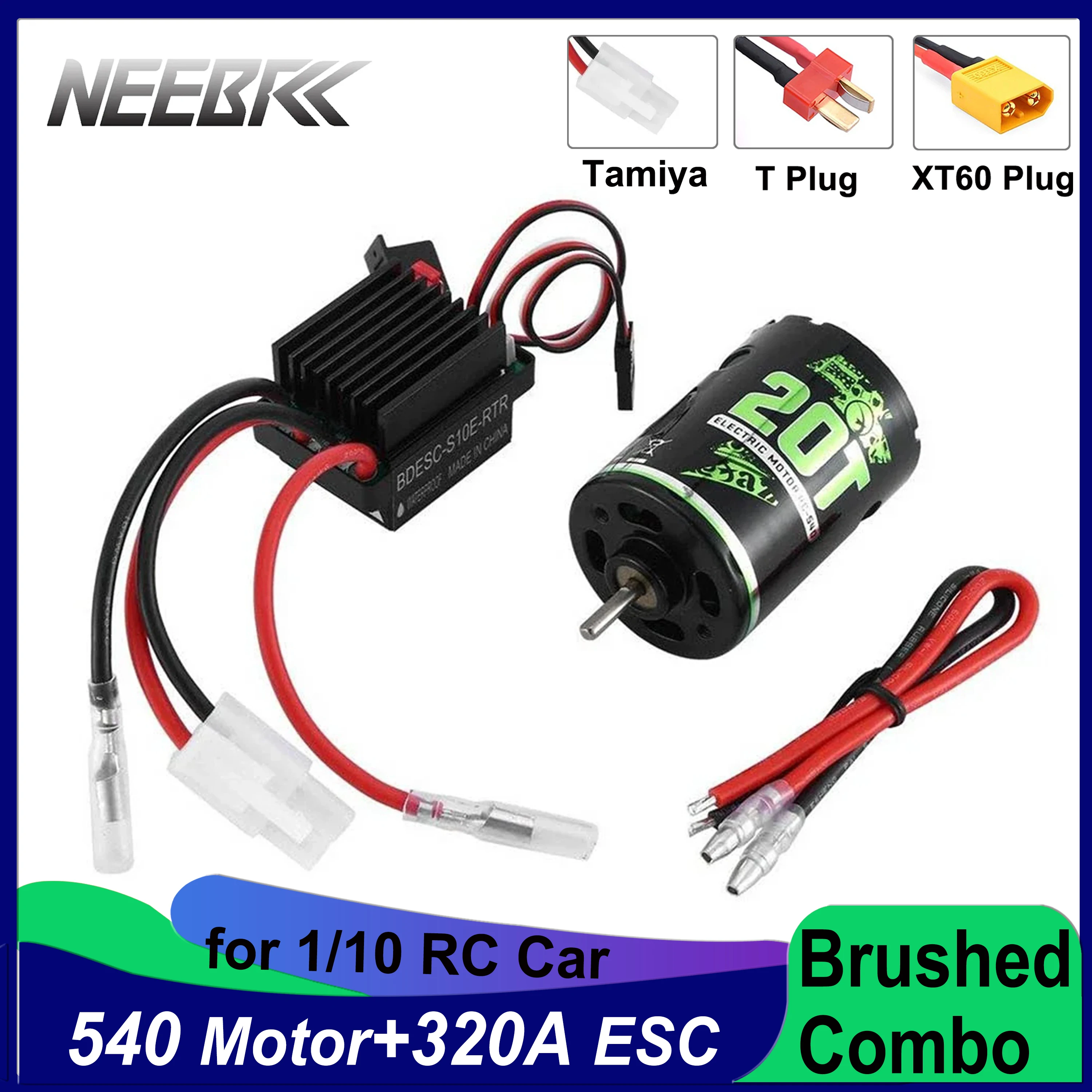 

540 Brushed Motor RC Crawler Motor 20T 27T 45T with 320A ESC 5V/2A BEC Electric Speed Controller for 1/10 RC Car TRX AXIAL HSP