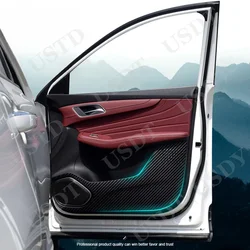 For MG HS EHS PHEV 2020 2021 2022 2023 2024 2025 Leather Carbon Fiber Sticker Door Anti Kick Cover Door Sill Protection Mat