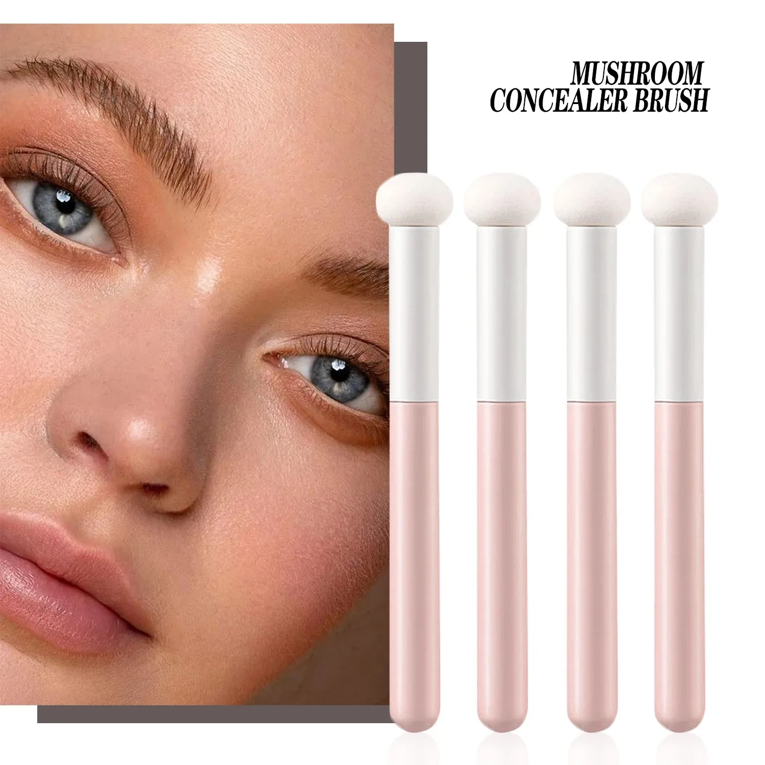 Concealerborstel met paddestoelkop - Mini-precisie-make-upspons voor naadloze dekking van acnelitteken, blending en vlekcorrectie |   La