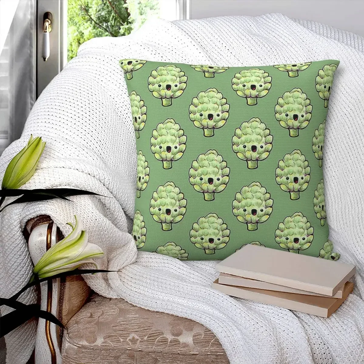 Cute Artichoke Square Pillowcase Pillow Cover Polyester Cushion Zip Decorative Comfort Throw Pillow for Home Car