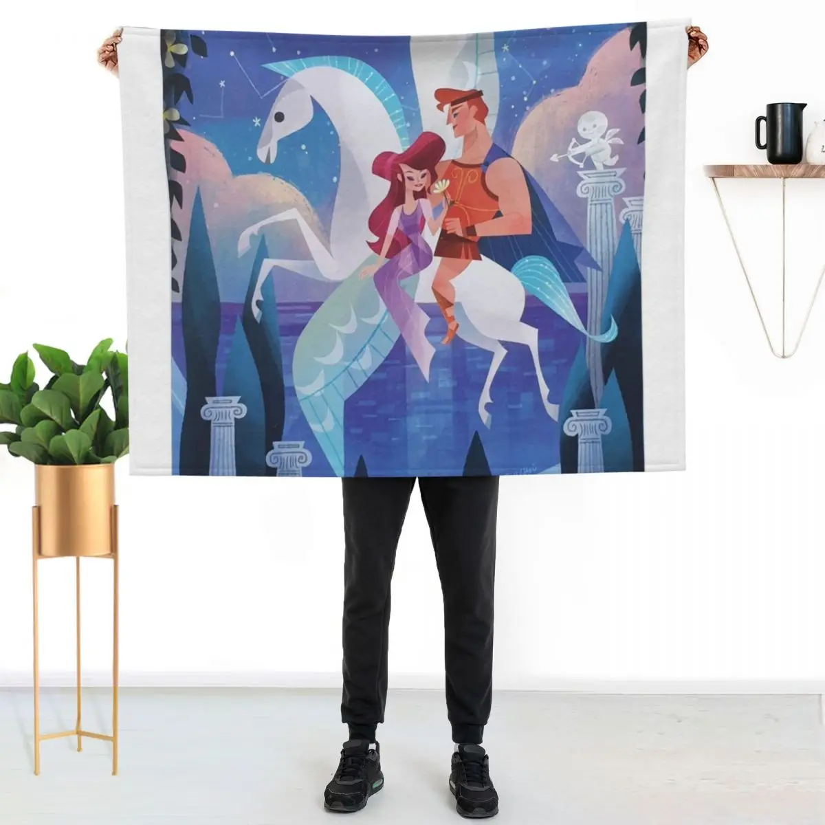 

Hercules, Meg & Pegasus Throw Blanket Anti Shedding Soft Fuzzy Blanket for Home