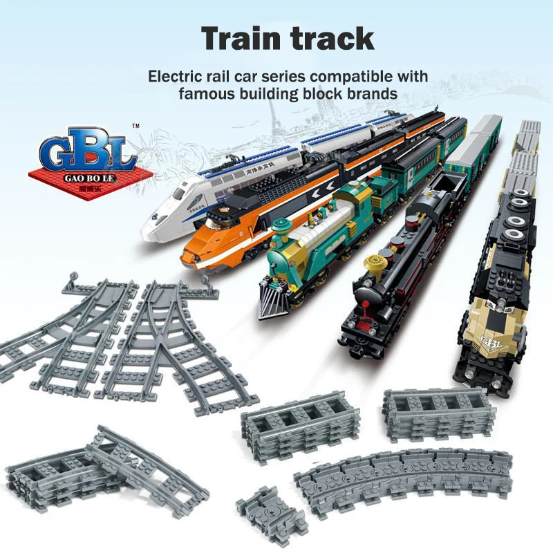 Original KAZI assembled 100PCS train straight and curved track children's building block accessories set toy gift