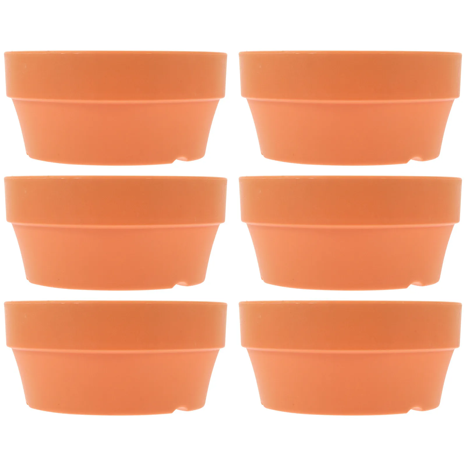 6Pcs Premium Plastic Flower Pot Imitation Clay Design Small Shallow Planter for Indoor Outdoor Use Succulent Bonsai Garden