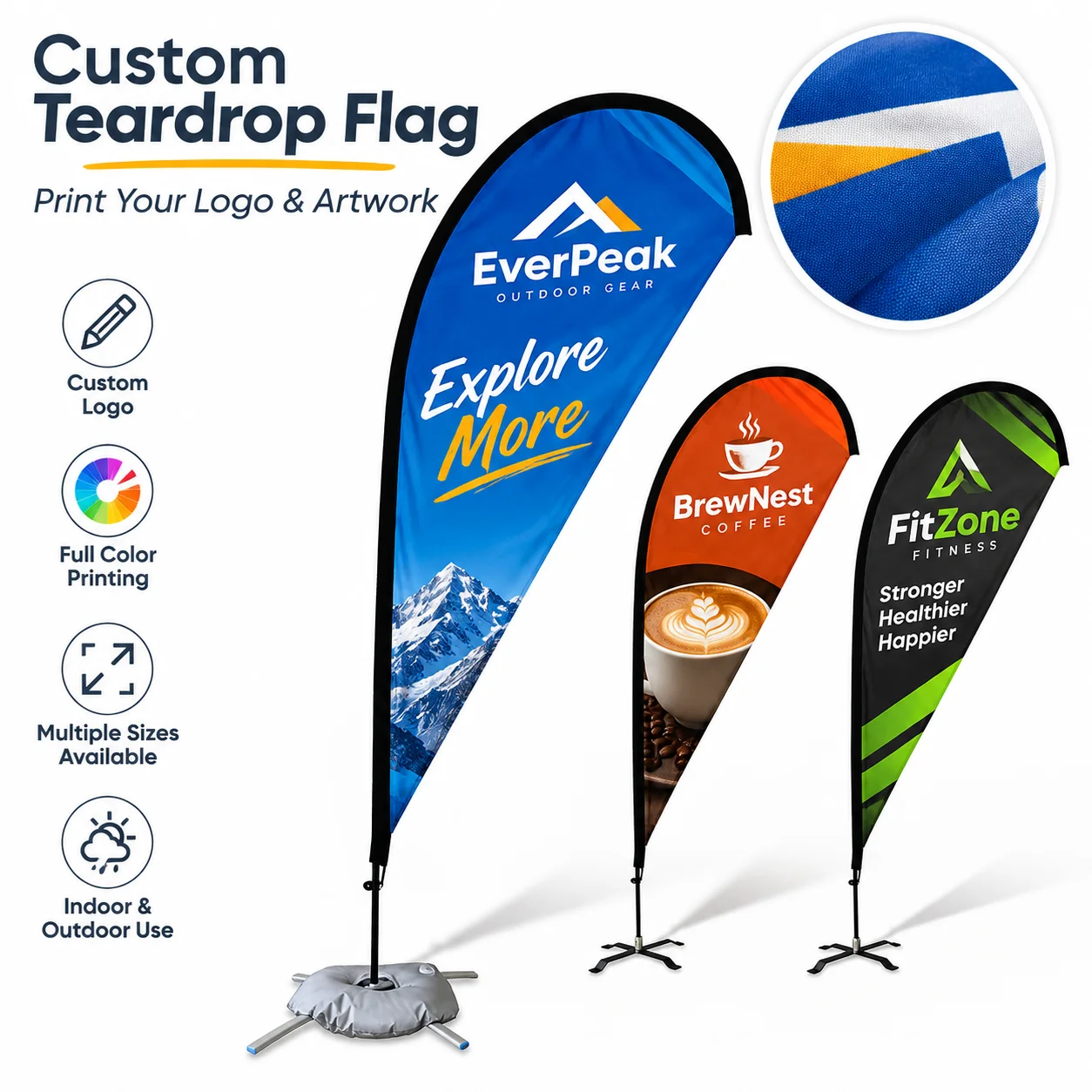Custom Teardrop Advertising Flag Personalized Logo Banner Outdoor Business Sign Display Promotion