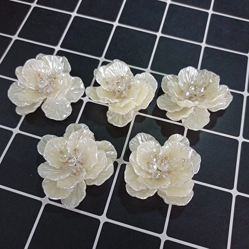 6pcs Handmade 3D Crystal Wrist Flower Base Accessory DIY Multilayer Flowers Sewing Bridesmaid Wedding Jewelry Accessories