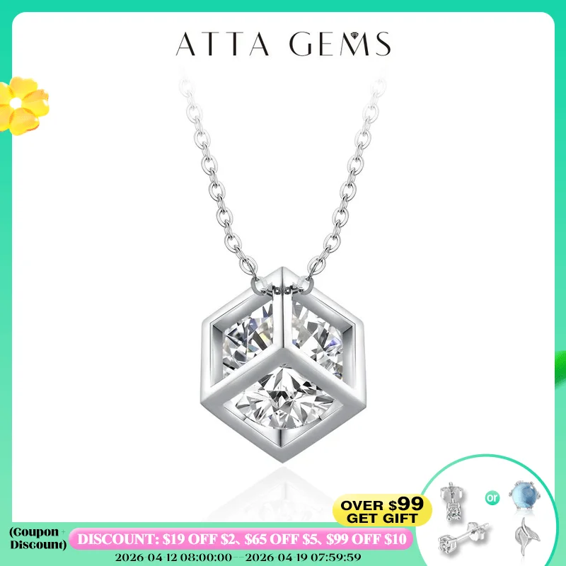 

ATTAGEMS Luxury 4.0ct D Color Moissanite Necklace for Women 925 Sterling Silver White Gold Plated Pendant Party Anniversary Gift