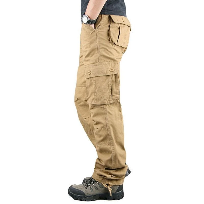 Man Military Tactical Cargo Pants Safari Work Trousers Multi-pocket 100% Cotton Hiking Sprots Outdoor for Men Overalls Loose