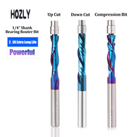 6mm 6.35mm Spiral Flush Trim Router Bit UP Cut Down Cut Up&Down Cut Milling Cutter CNC Wood Trimming End Mill with Bearing