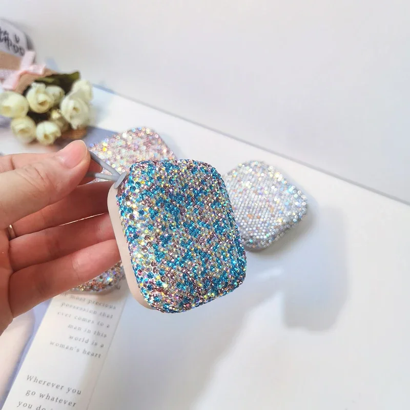 Luxury Rhinestone Air Cushion Puff Box Travel Portable Cosmetic Makeup Case Container With powder puff BB Cream Split bottle