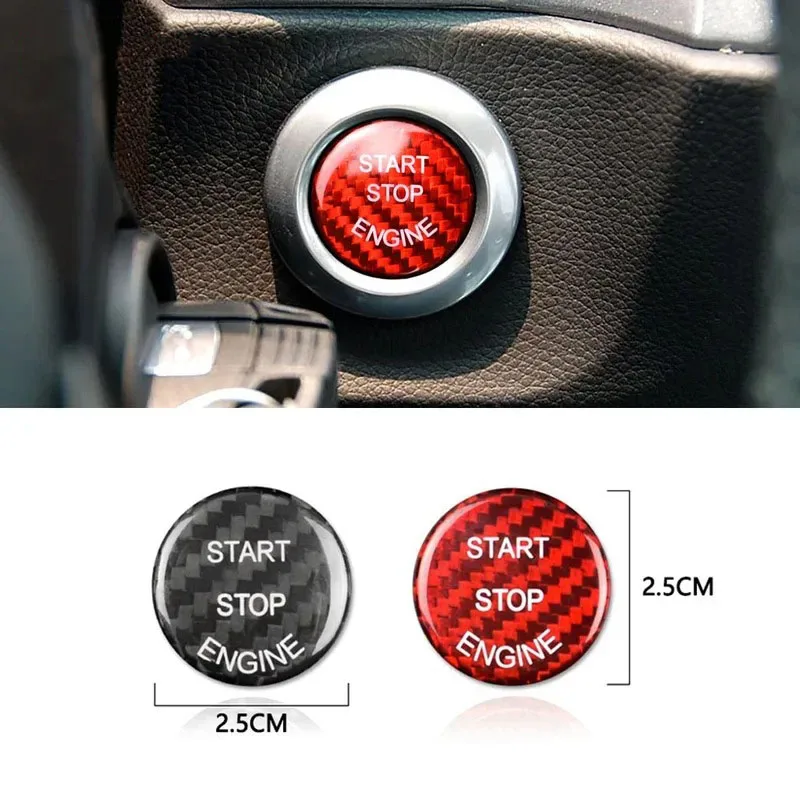 Carbon Fiber Car Engine Start Stop Button Sticker For BMW 1 2 3 Series E70 X5 E71 X6 E81 E90 E91 E60 F30 F35 F10 F11 F01 F15