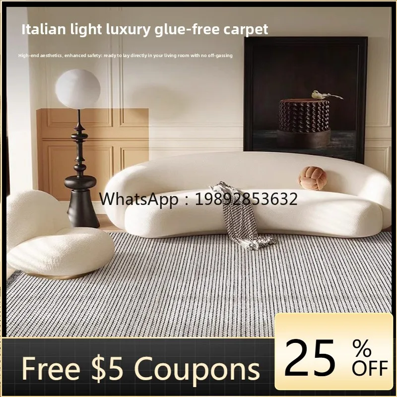 1YFY Hand-Woven Non-Adhesive Wool Living Room Carpet Vintage Italian Style