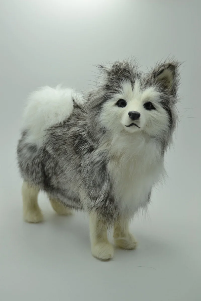 

cute small simulation husky dog toy handicraft lifelike husky doll gift about 16x6x15cm