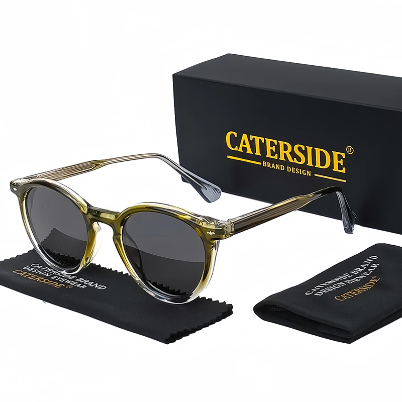 CATERSIDE Runde polarisierte Sonnenbrille für Herren, Propionat, hochwertige Sonnenbrille für Damen, Punk, Outdoor, Fahren, Angeln, Brillen, UV400 – Detail 6