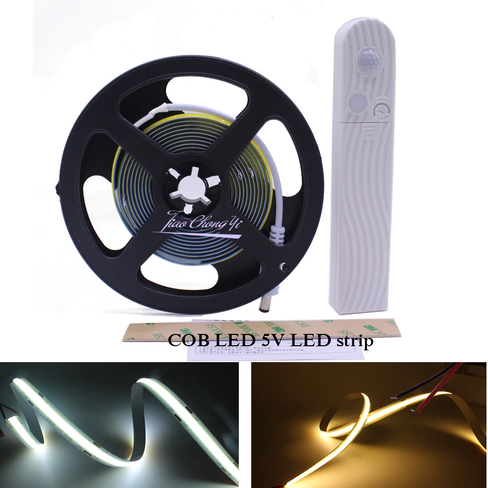 DC5V USB COB LED Flexible strip warm white/Neutral white/cold white For Background With Human body sense battery box