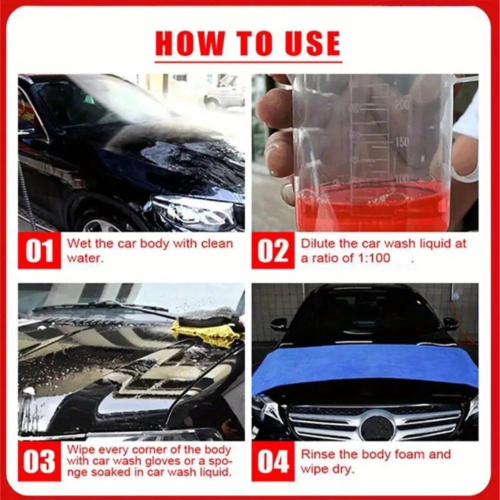 H4Cacle Car Wash Liquid Super Foaming Cleaner Concentrated Shampoo Wash Car Wax Deep Stain Removal Car Cleaning Products