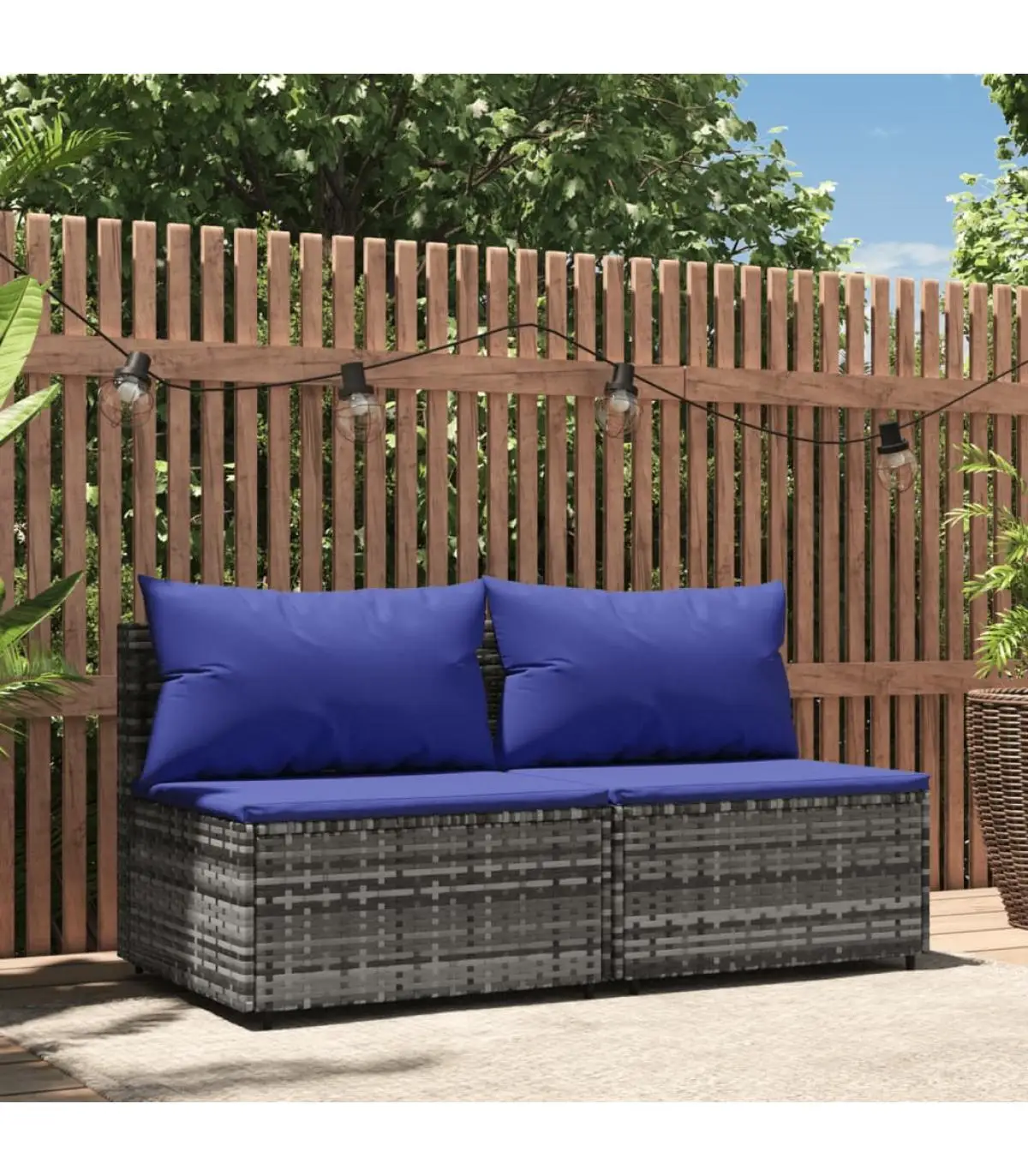 Outdoor sofas garden central sofas with cushions 2 x gray synthetic rattan