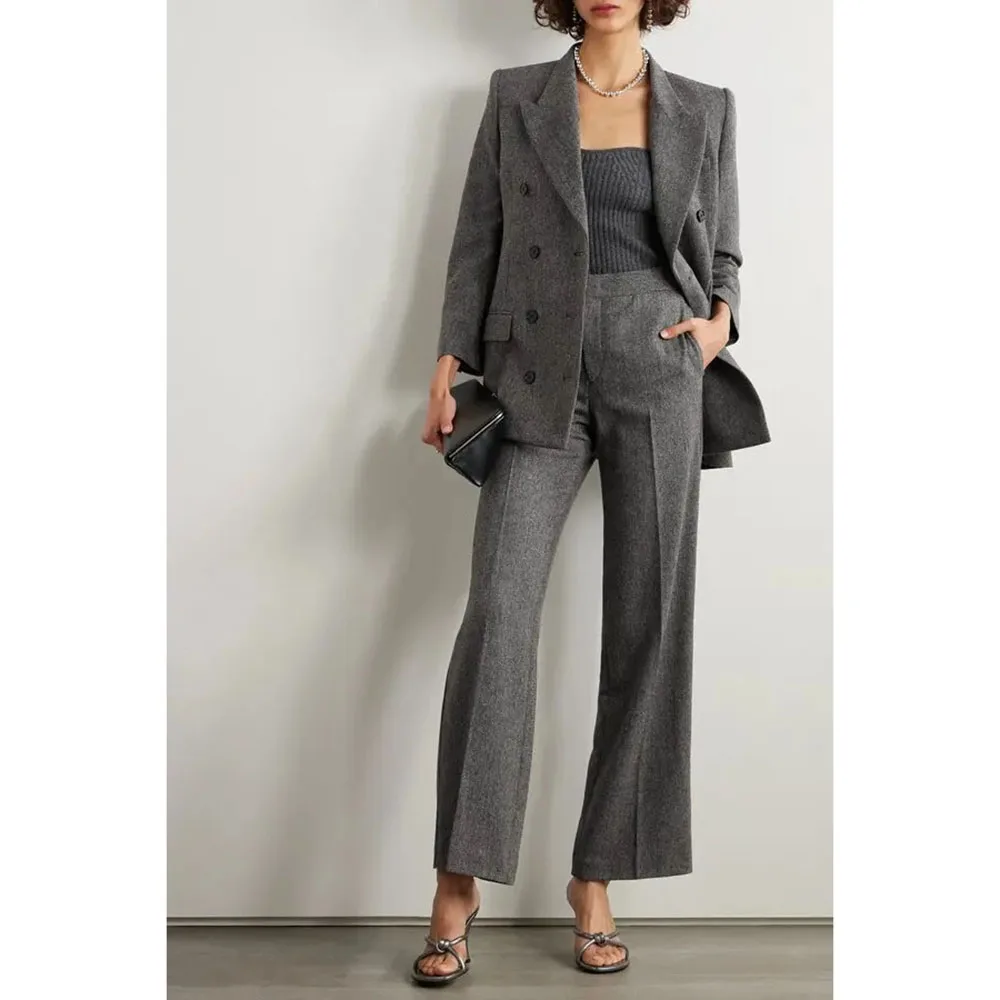 

High Quality Women's Suit Double Breasted 2 Pieces Jacket Pants Blazer Set Smart Fit Office Banquet Daily Life Female Clothing