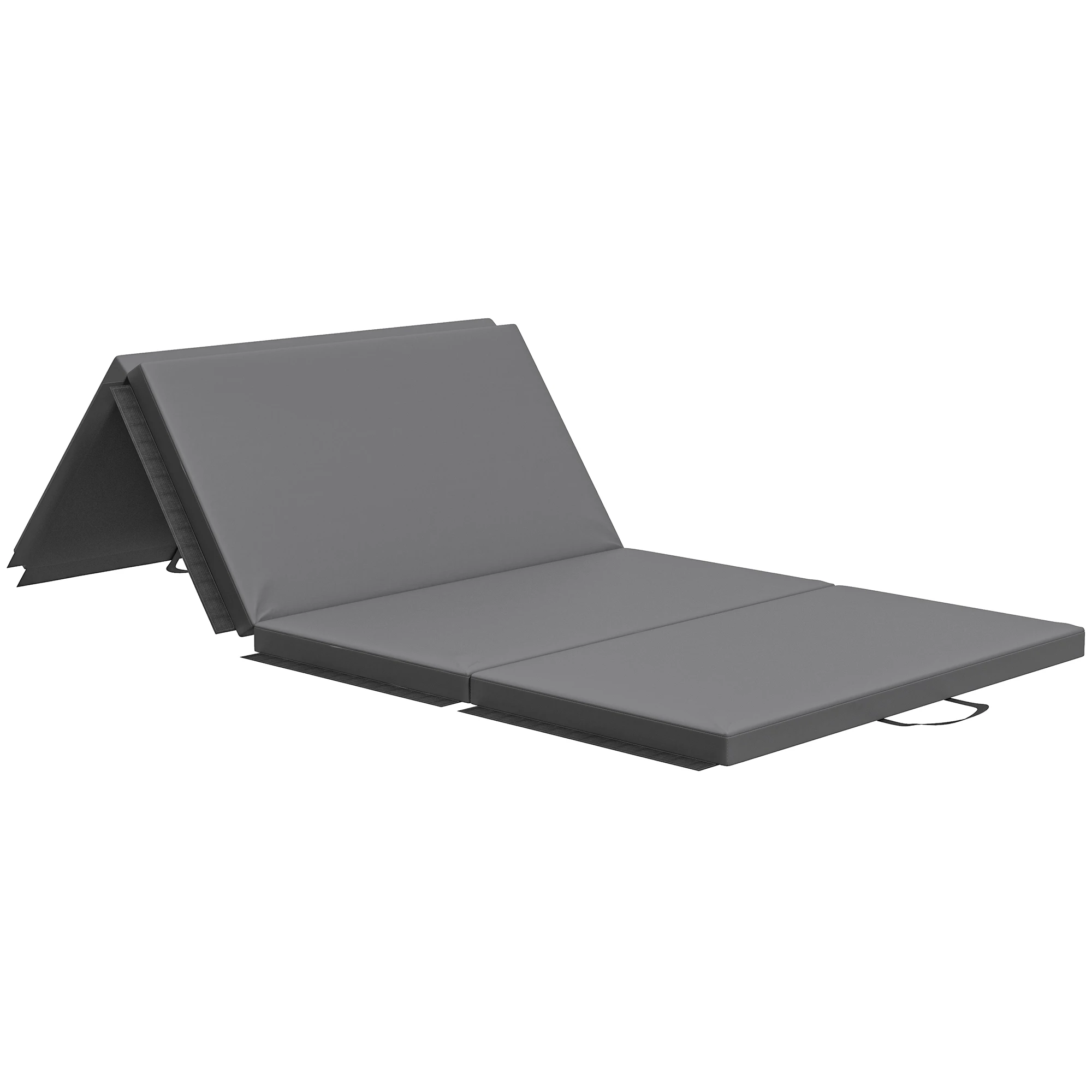 HOMCOM Opvouwbaar gymnastiektapijt, gymnastiektapijt, plot, met handvat, met vloermat voor yoga, mma, sport, fitness, pilates, synthetische coating, grijs