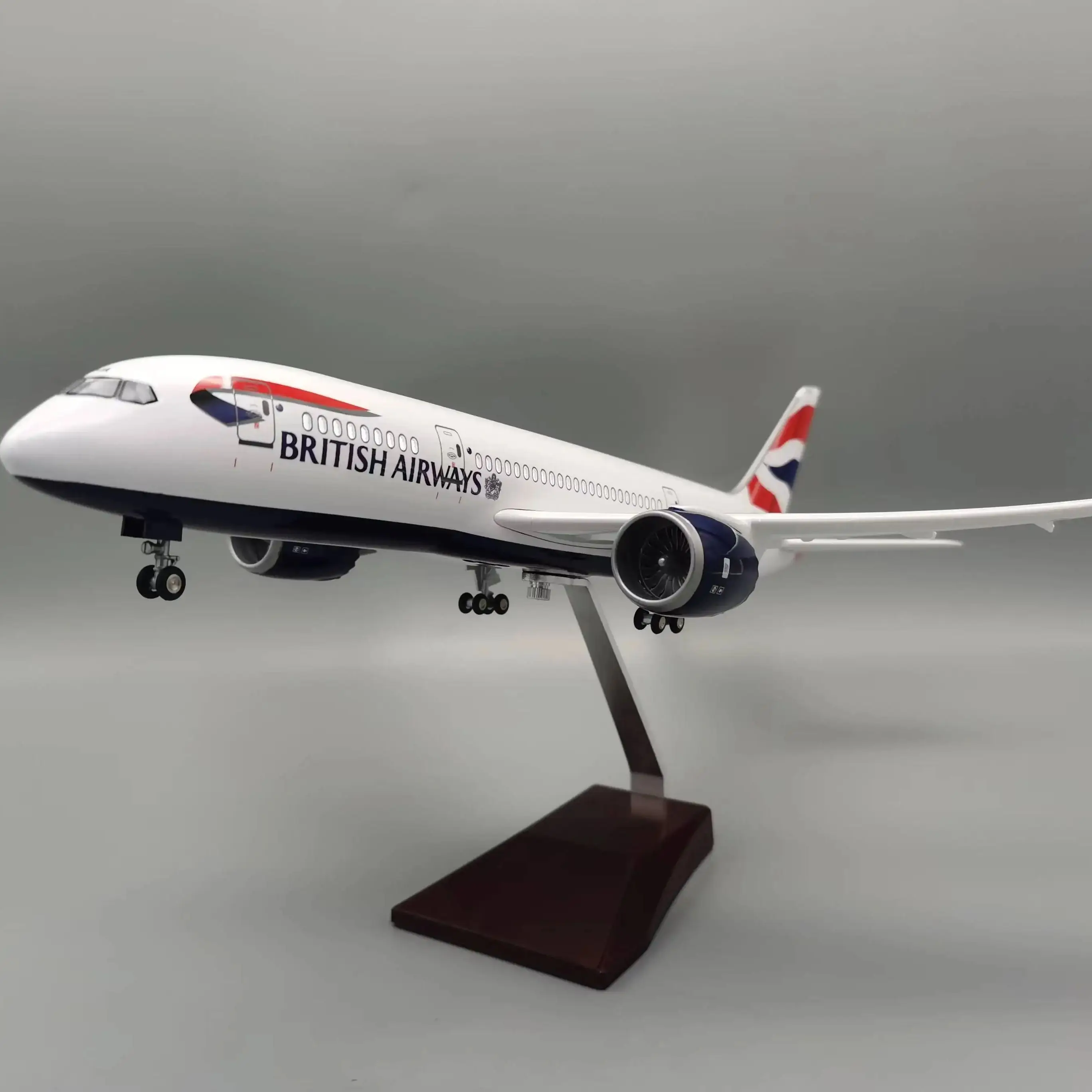 47cm aircraft model B787 British Airways Airbus 787 aircraft model kit decorated with LED lights (touch or sound control) for De