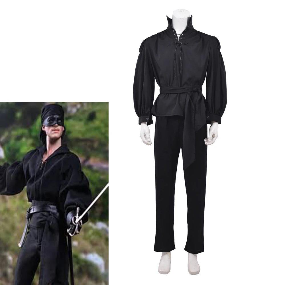 

Men's Gothic Vintage Black Outfits Medieval Black Warrior Suits Halloween Carnival Party Princess Bride Westley Cosplay Costume