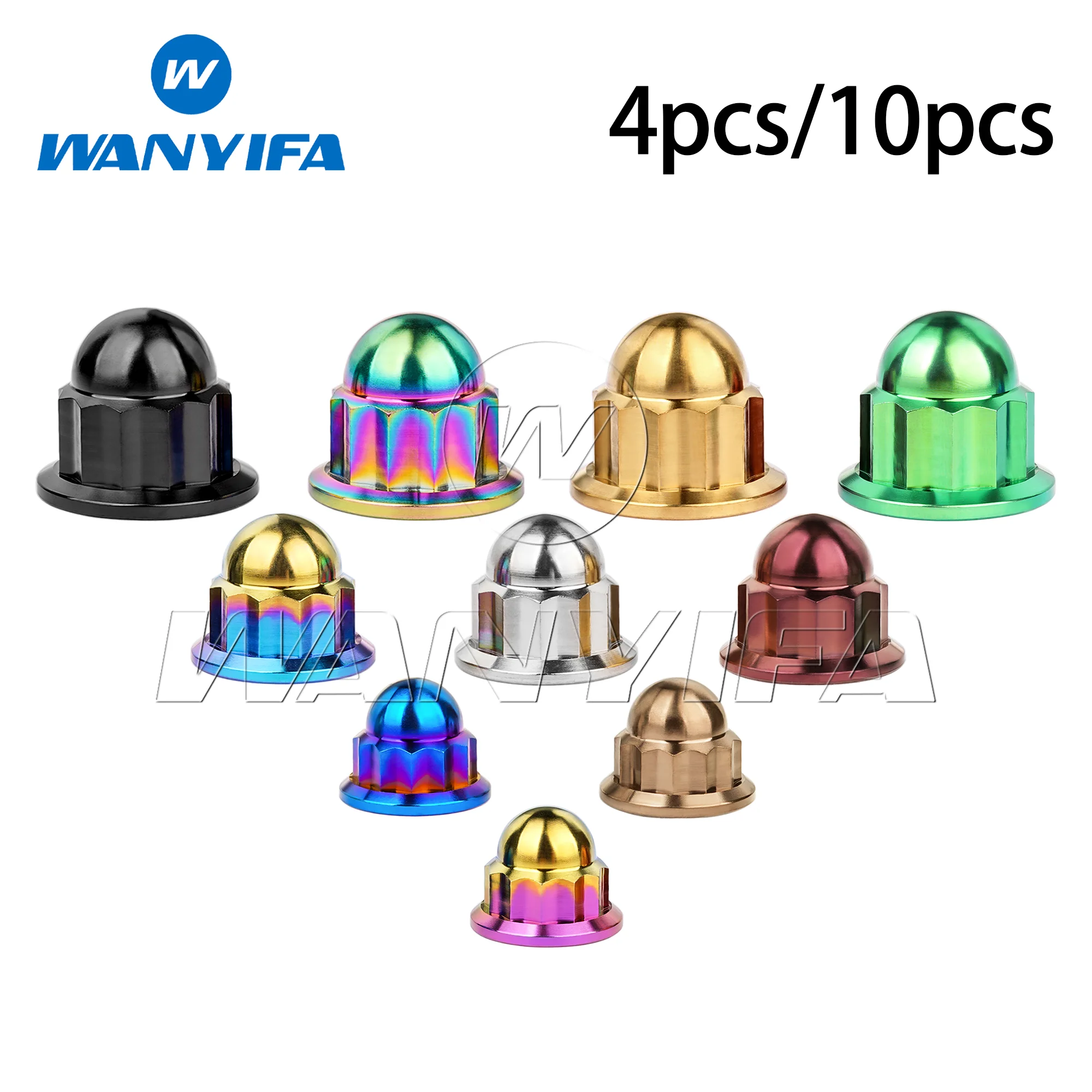 Wanyifa Titanium Alloy 12-Spline Flange Acorn Cap Nut M6x1.0 M8/M10x1.25 CNC Dome Nut Motorcycle Car Retrofit Repair Replacement