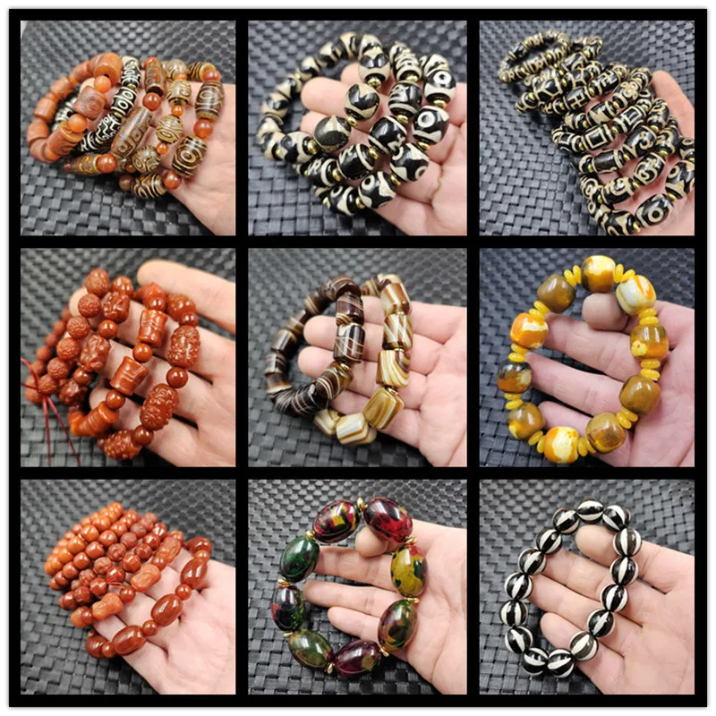 

Agate Dzi Bead Three-Eyed Tiger Tooth Pattern Cabbage Pixiu Multi-Gemstone Jade Bracelet