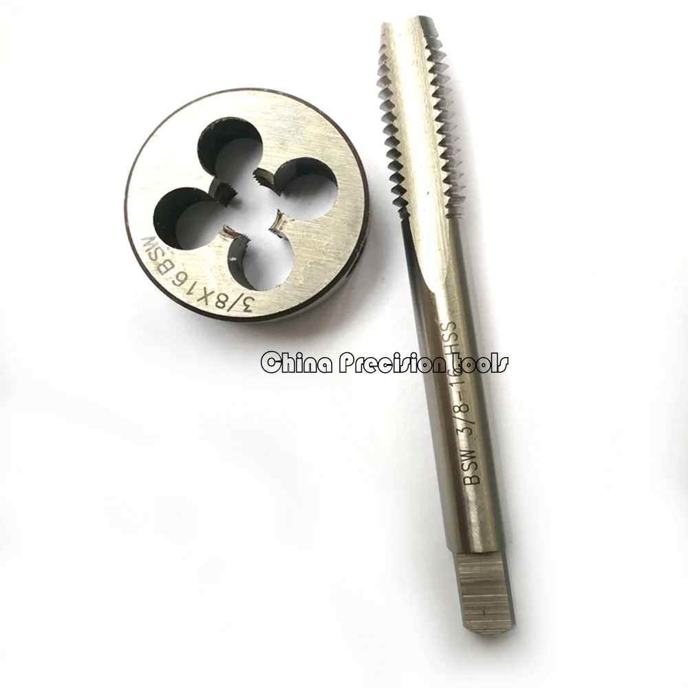 2pcs HSS Withworth thread tap and die set BSW 1/8 5/32 3/16 1/4 5/16 1/2 9/16 straight flute taps dies sets W 3/8 7/16 5/8 3/4