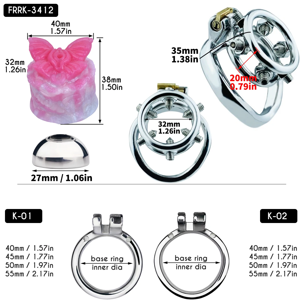 FRRK المثيرة ذكر العفة قفص مع سيليكون البظر مجرى البول ، Sexi Shoop للرجل الوثن فراشة الديكور إرفاق قفص الديك #6